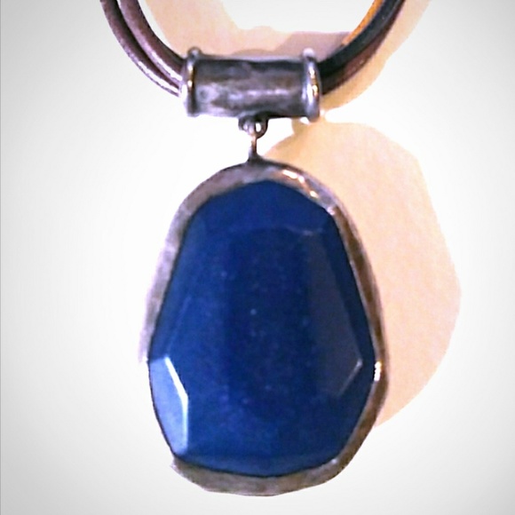 SILPADA Blue Jade Genuine Leather Sterling Silver Slide Pendant Necklace *SALE* - Picture 8 of 8